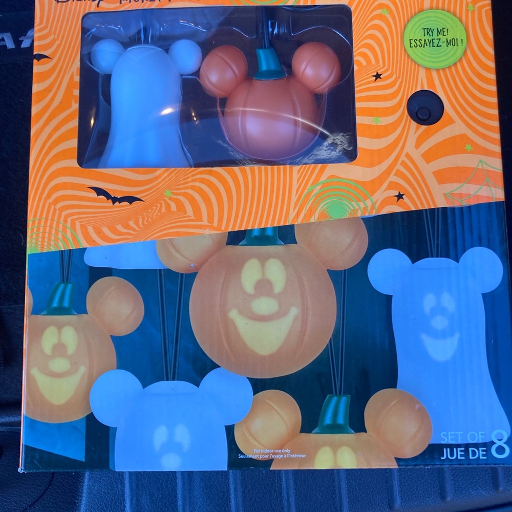 Disney Halloween Mickey Mouse String Lights - Orange and White